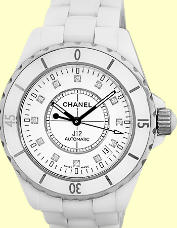 Chanel J12 White Ceramic Ladies Midsize Quartz Watch H1628