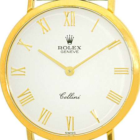 ROLEX 18K Yellow Gold Cellini # 4112 White Dial Original Rolex 